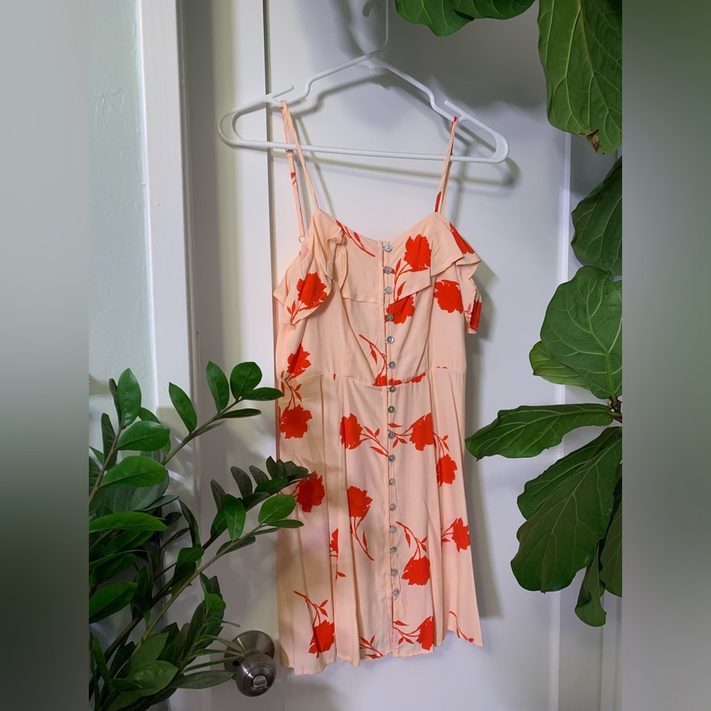 Peach flower summer sun dress